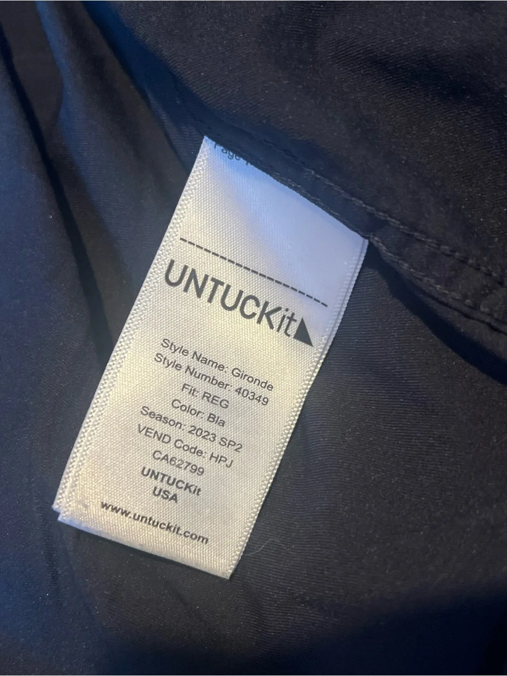 UNTUCKit Performance Gironde Navy Blue Stretch Button Down Shirt Men's XXL 2XL